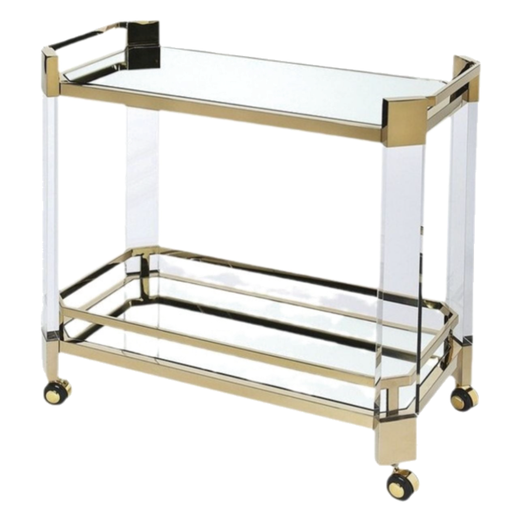 Xe Đẩy Quầy Bar Cart Christian Trolley Acrylic Modernist D'Or - Cậu Hai Home Decor