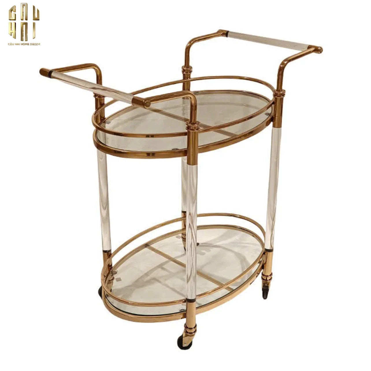 Maison Couture - Xe Đẩy Quầy Bar Cart Golden Lucid Acrylic Lumière Stemware-XE ĐẨY BAR-CẬU HAI HOME DECOR