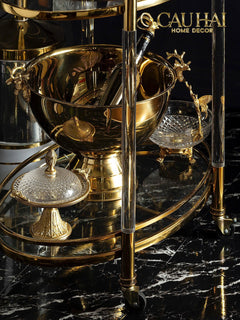 Maison Couture - Xe Đẩy Quầy Bar Cart Golden Lucid Acrylic Lumière Stemware-XE ĐẨY BAR-CẬU HAI HOME DECOR