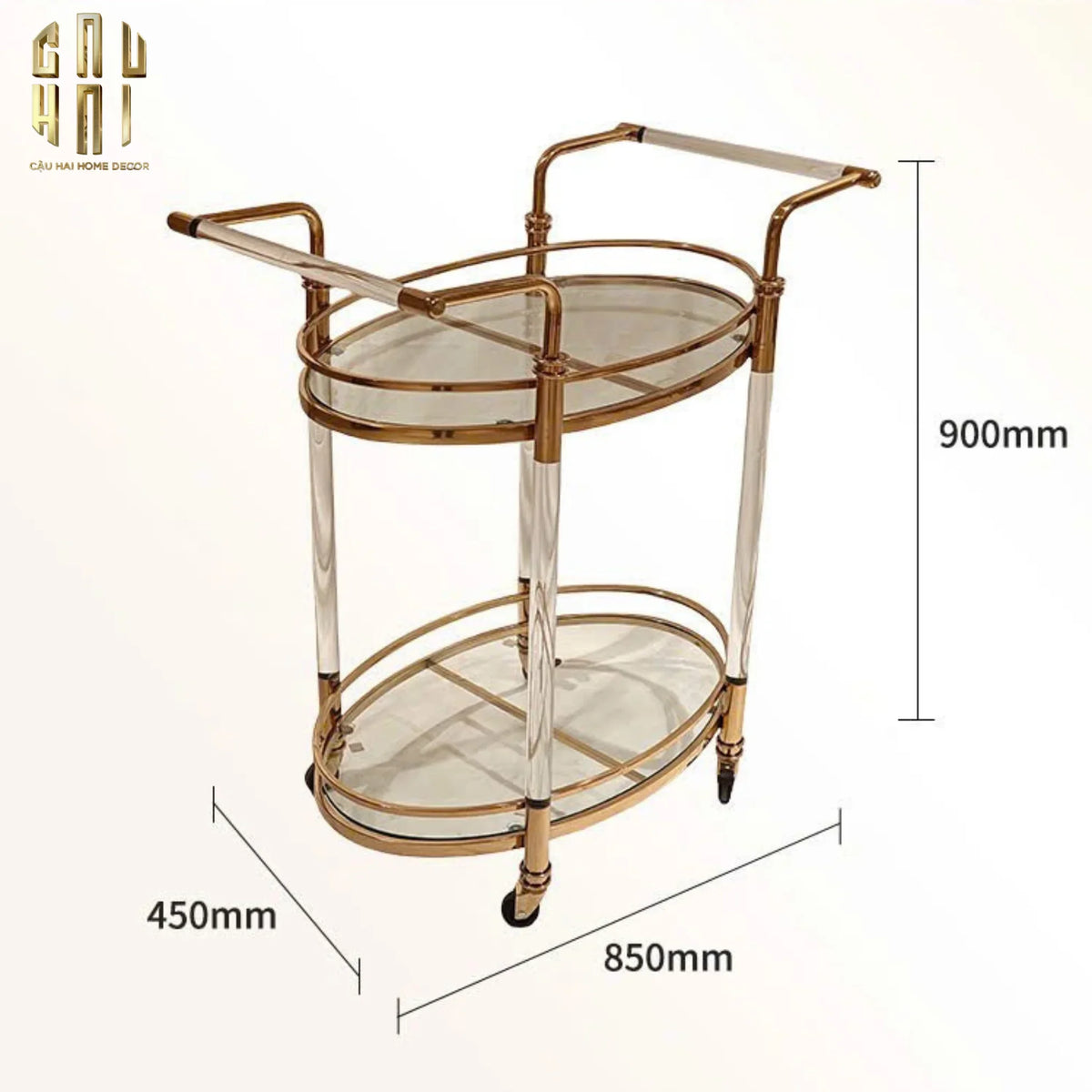 Maison Couture - Xe Đẩy Quầy Bar Cart Golden Lucid Acrylic Lumière Stemware-XE ĐẨY BAR-CẬU HAI HOME DECOR