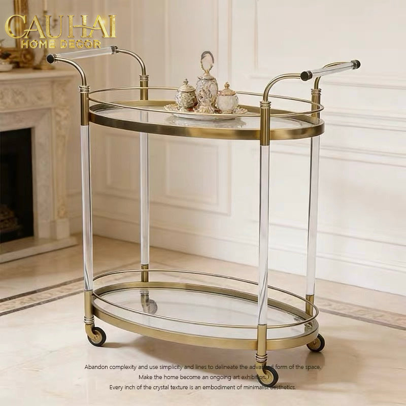 Maison Couture - Xe Đẩy Quầy Bar Cart Golden Lucid Acrylic Lumière Stemware-XE ĐẨY BAR-CẬU HAI HOME DECOR