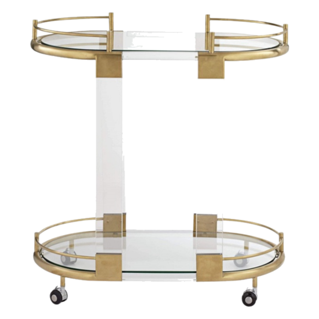 Xe Đẩy Quầy Bar Cart Oval 2 Tầng Kính Acrylic L'Arc Doré - Cậu Hai Home Decor
