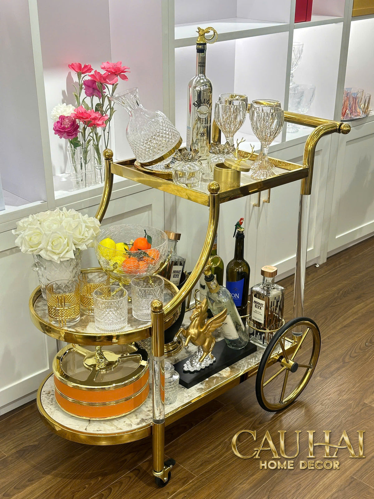 Maison Couture - Xe Đẩy Quầy Bar Grand Marble Aurelia Bar Cart Trolley 40x90x90-XE ĐẨY BAR-CẬU HAI HOME DECOR