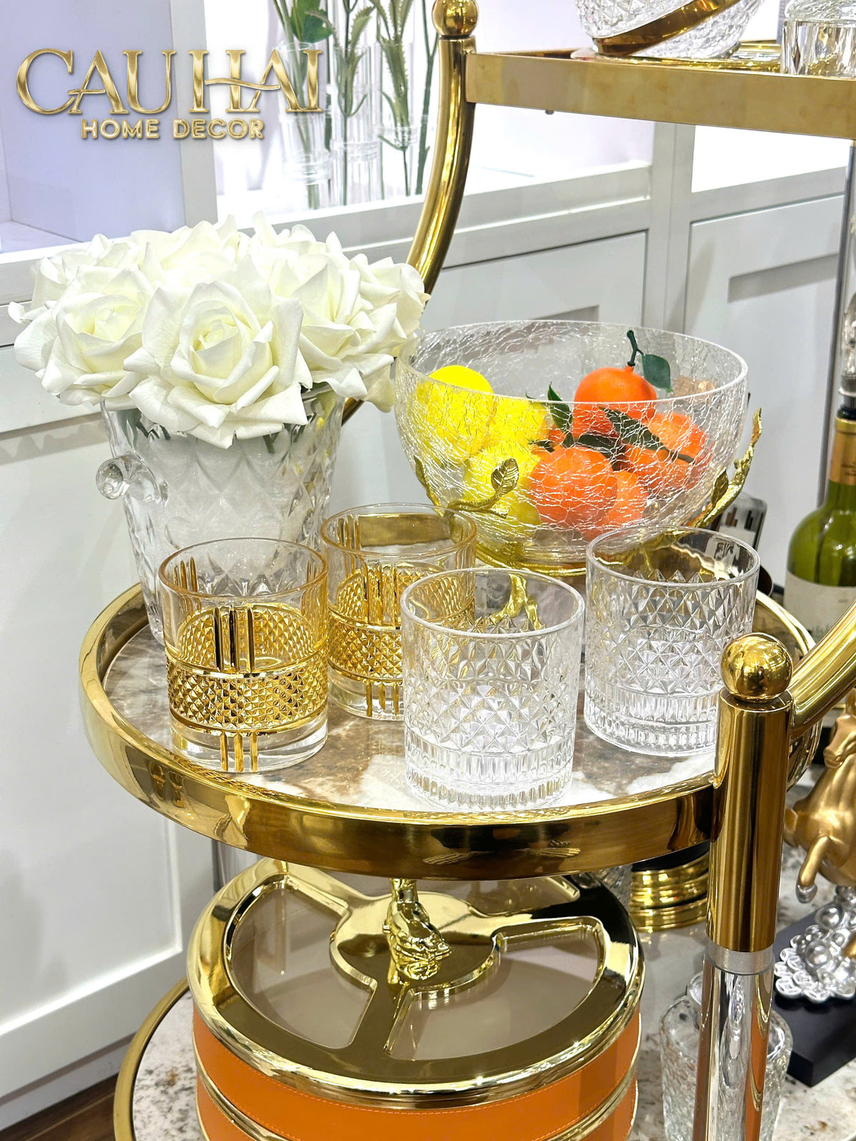 Maison Couture - Xe Đẩy Quầy Bar Grand Marble Aurelia Bar Cart Trolley 40x90x90-XE ĐẨY BAR-CẬU HAI HOME DECOR