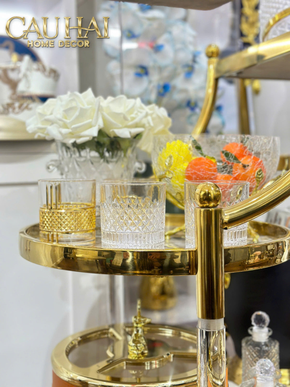 Maison Couture - Xe Đẩy Quầy Bar Grand Marble Aurelia Bar Cart Trolley 40x90x90-XE ĐẨY BAR-CẬU HAI HOME DECOR