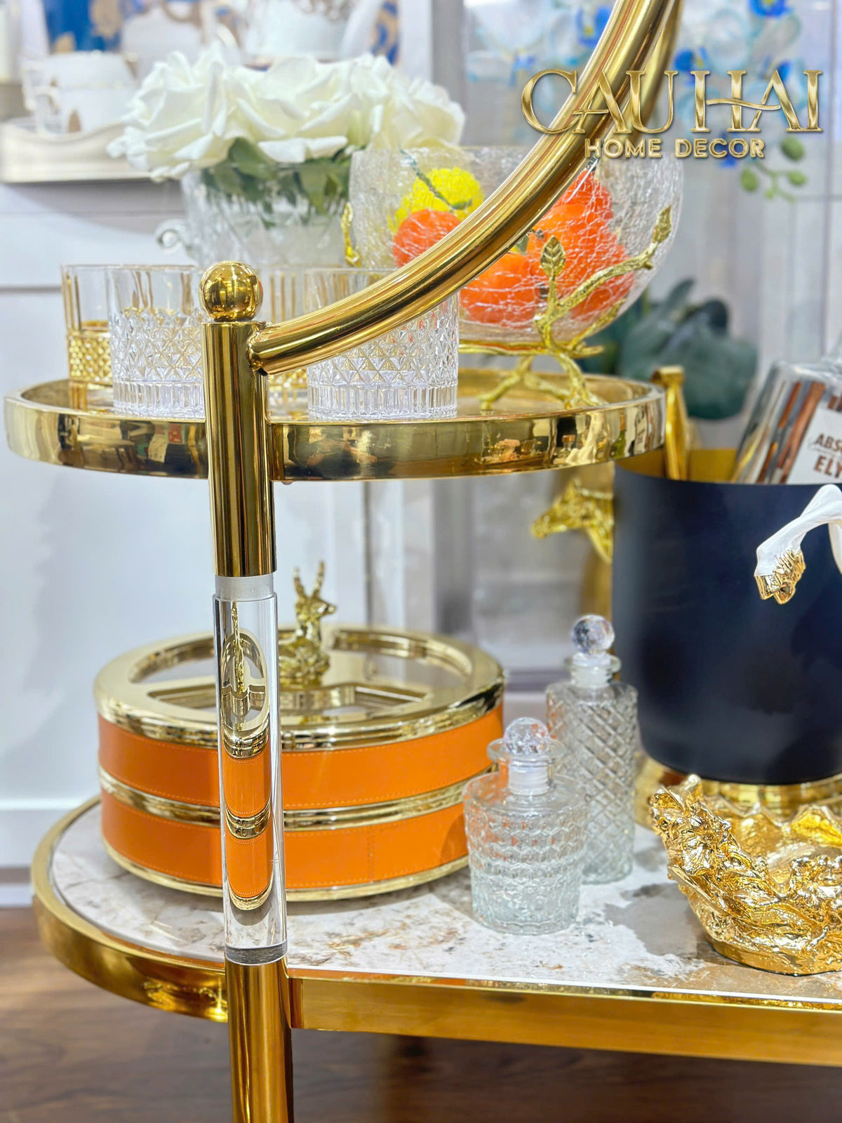 Maison Couture - Xe Đẩy Quầy Bar Grand Marble Aurelia Bar Cart Trolley 40x90x90-XE ĐẨY BAR-CẬU HAI HOME DECOR
