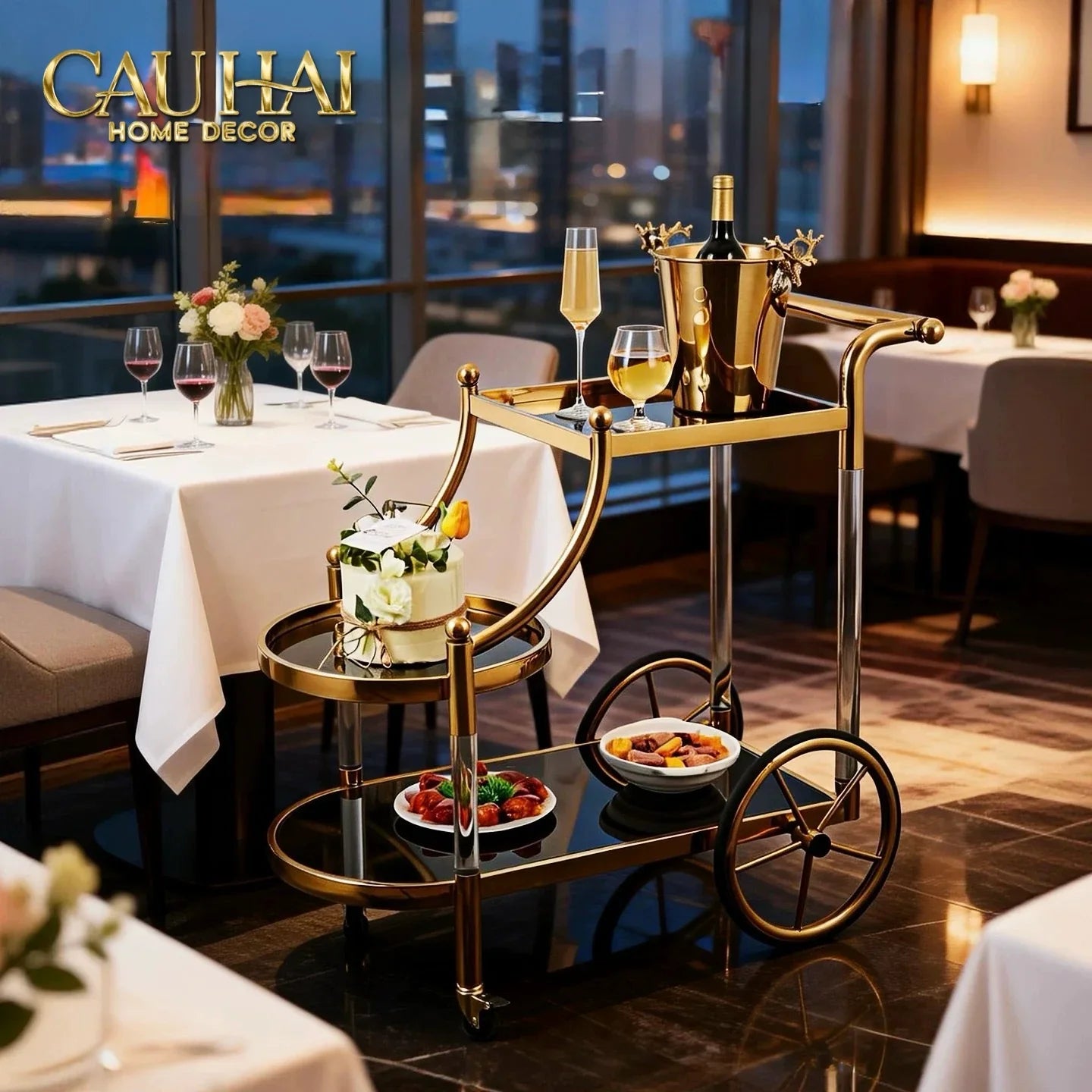 Maison Couture - Xe Đẩy Quầy Bar Grand Marquis Lusso Bar Cart Trolley 40x90x90-CẬU HAI HOME DECOR