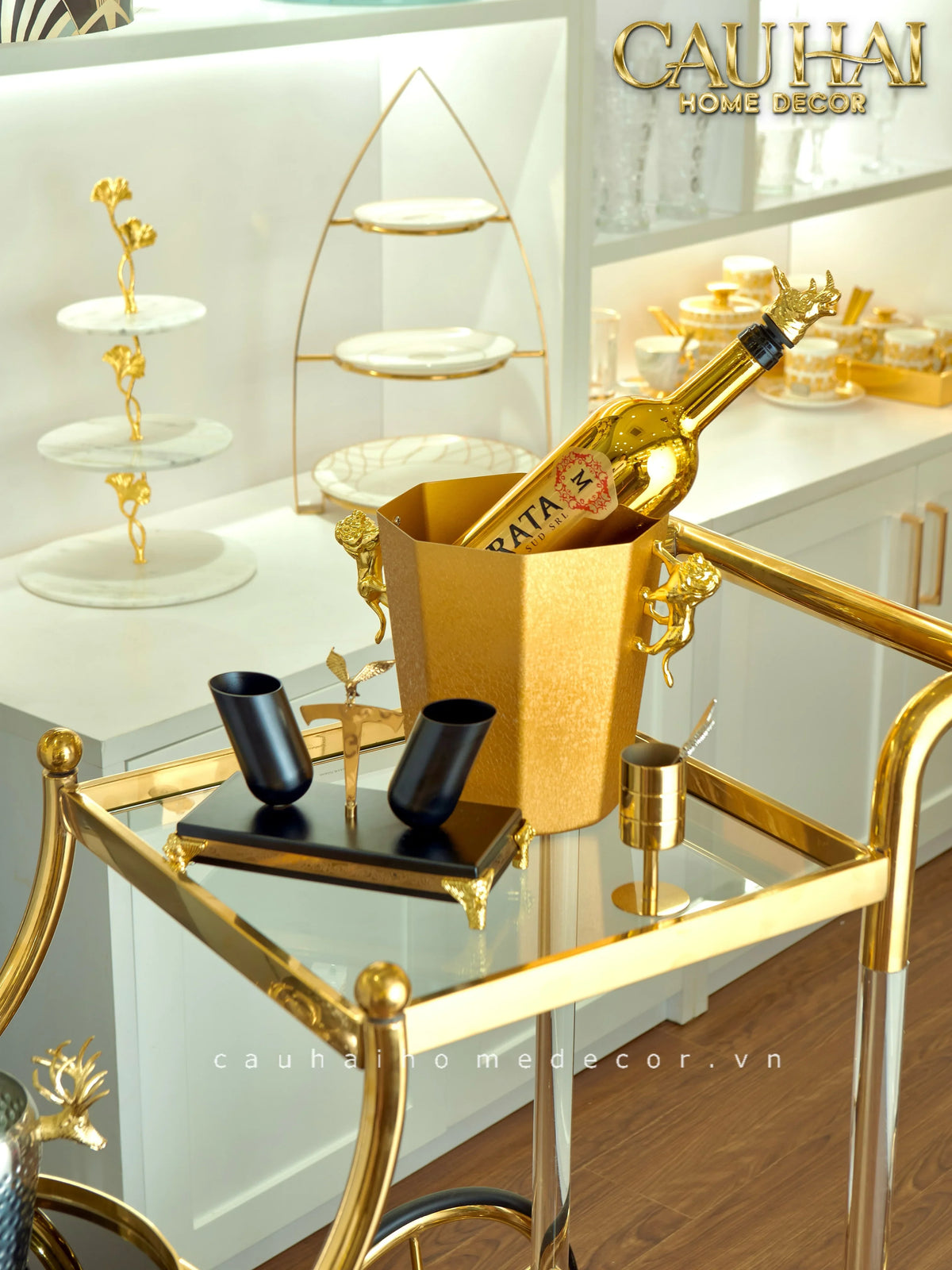 Maison Couture - Xe Đẩy Quầy Bar Grand Marquis Lusso Bar Cart Trolley 40x90x90-Bar Cart-CẬU HAI HOME DECOR