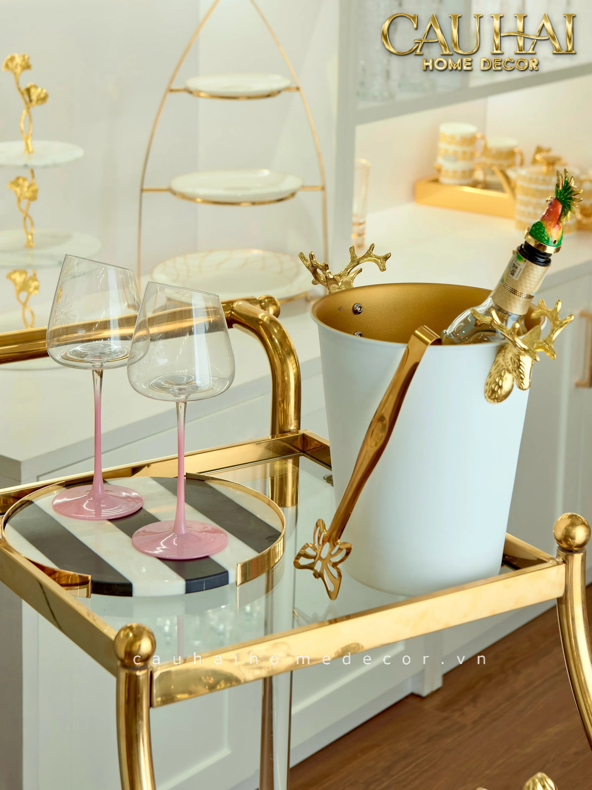 Maison Couture - Xe Đẩy Quầy Bar Grand Marquis Lusso Bar Cart Trolley 40x90x90-Bar Cart-CẬU HAI HOME DECOR