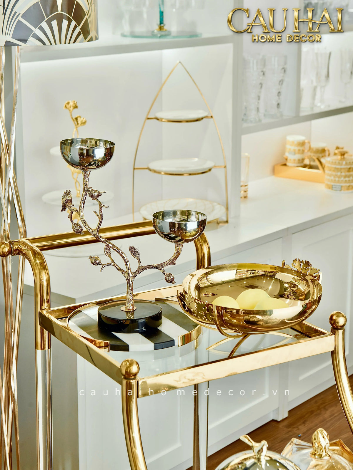 Maison Couture - Xe Đẩy Quầy Bar Grand Marquis Lusso Bar Cart Trolley 40x90x90-Bar Cart-CẬU HAI HOME DECOR