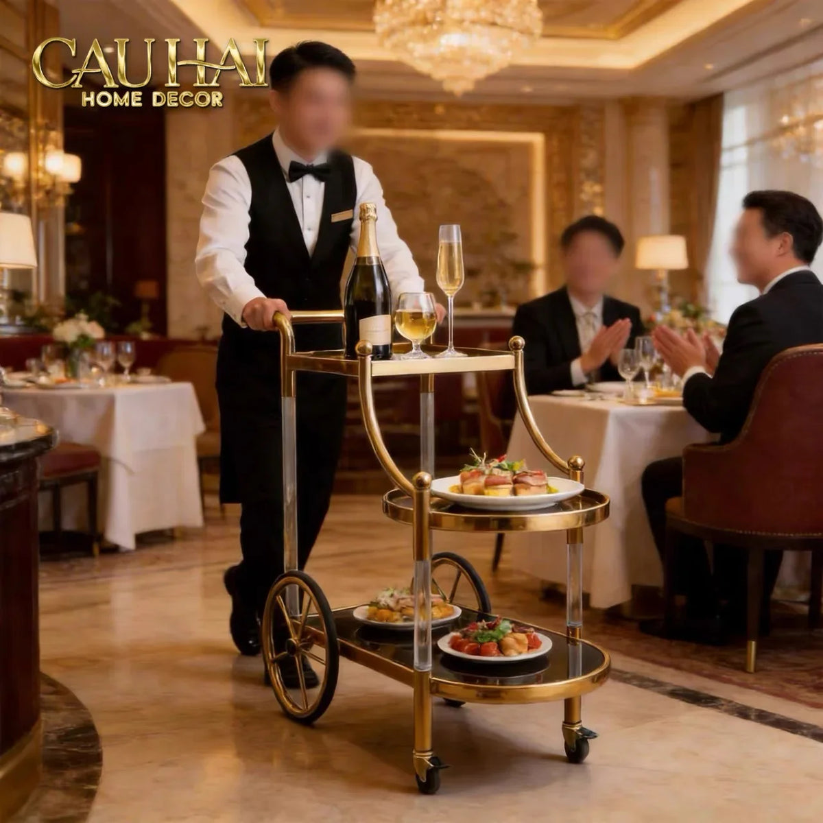 Maison Couture - Xe Đẩy Quầy Bar Grand Marquis Lusso Bar Cart Trolley 40x90x90-Bar Cart-CẬU HAI HOME DECOR