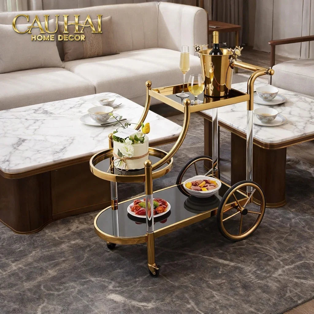 Maison Couture - Xe Đẩy Quầy Bar Grand Marquis Lusso Bar Cart Trolley 40x90x90-Bar Cart-CẬU HAI HOME DECOR