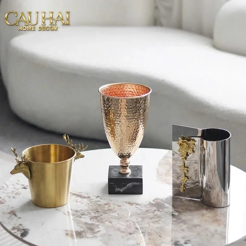 Hone Couture - Bình Hoa Goblet Aureum Marble Trophy H30-BÌNH HOA-CẬU HAI HOME DECOR