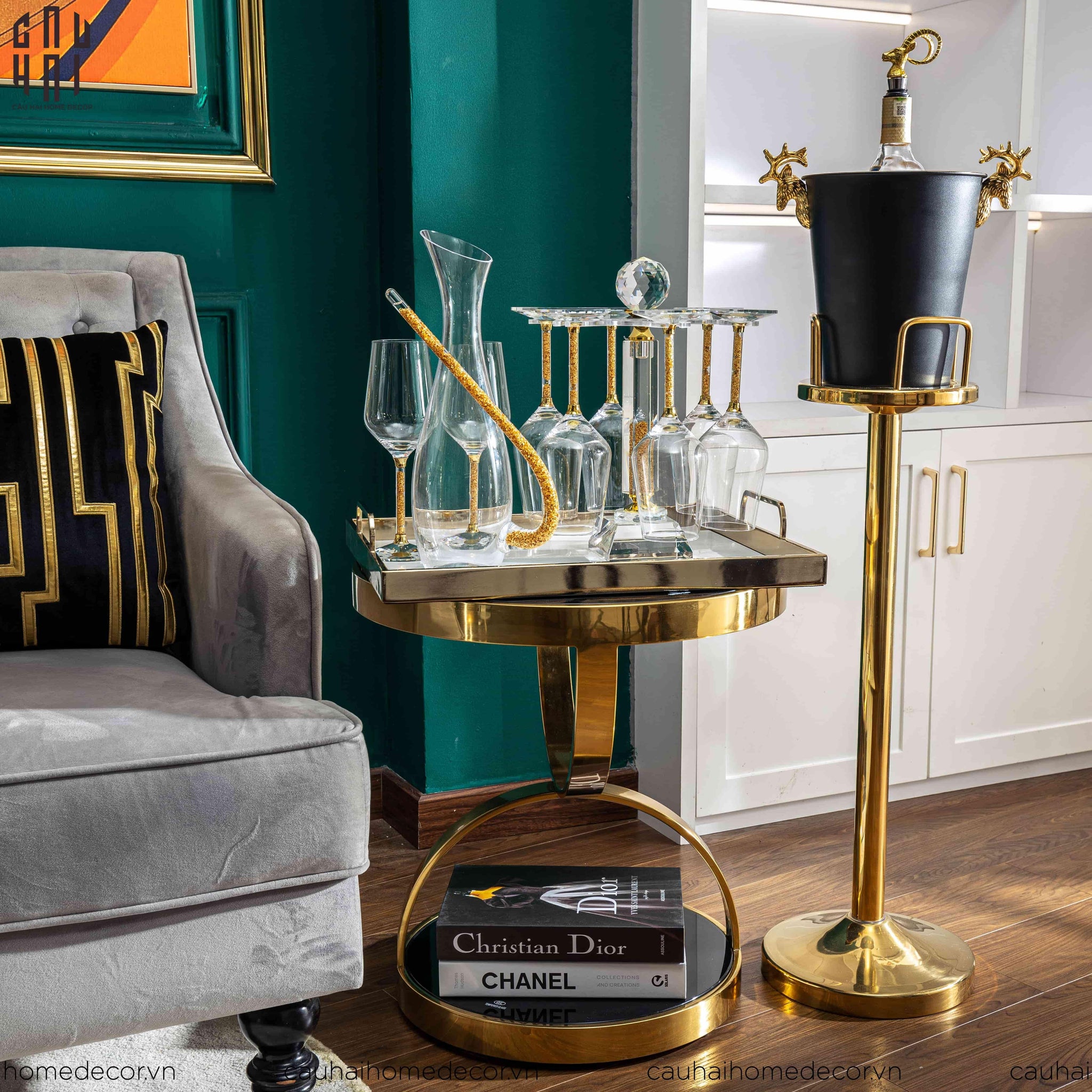 Maison Couture - Xô Đá Màu Đen Golden Elk Ice Bucket Noir Gold 5L-XÔ ĐÁ-CẬU HAI HOME DECOR