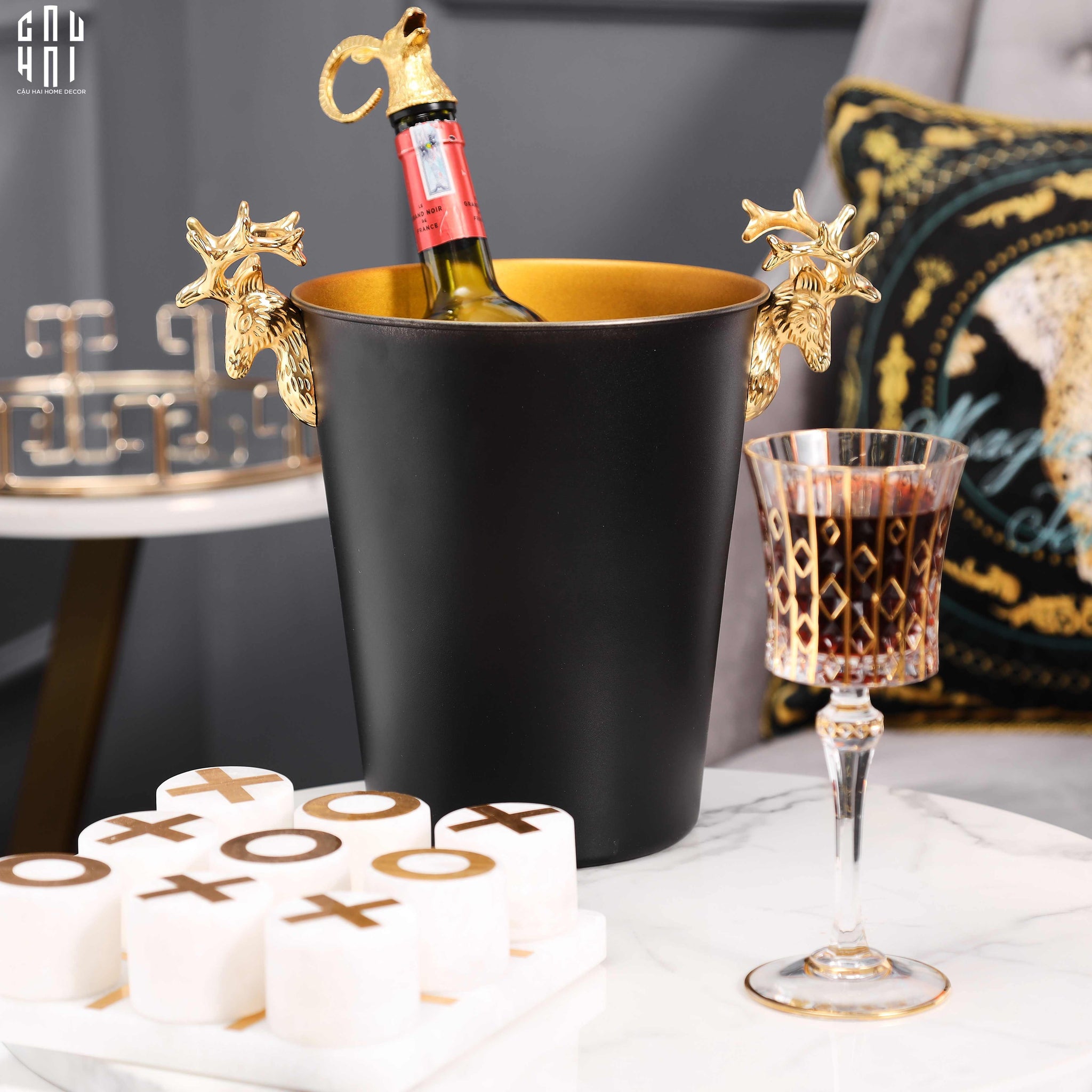 Maison Couture - Xô Đá Màu Đen Golden Elk Ice Bucket Noir Gold 5L-XÔ ĐÁ-CẬU HAI HOME DECOR