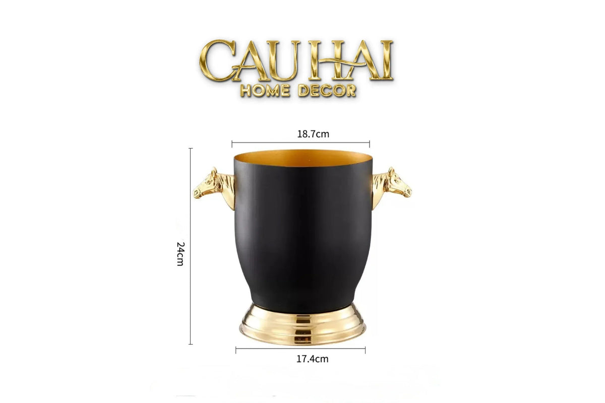 Maison Couture - Xô Đá Ướp Vang Stainless Steel Cheval Équestre Ice Bucket - Metalic Gold 6L 18x24-XÔ ĐÁ-CẬU HAI HOME DECOR