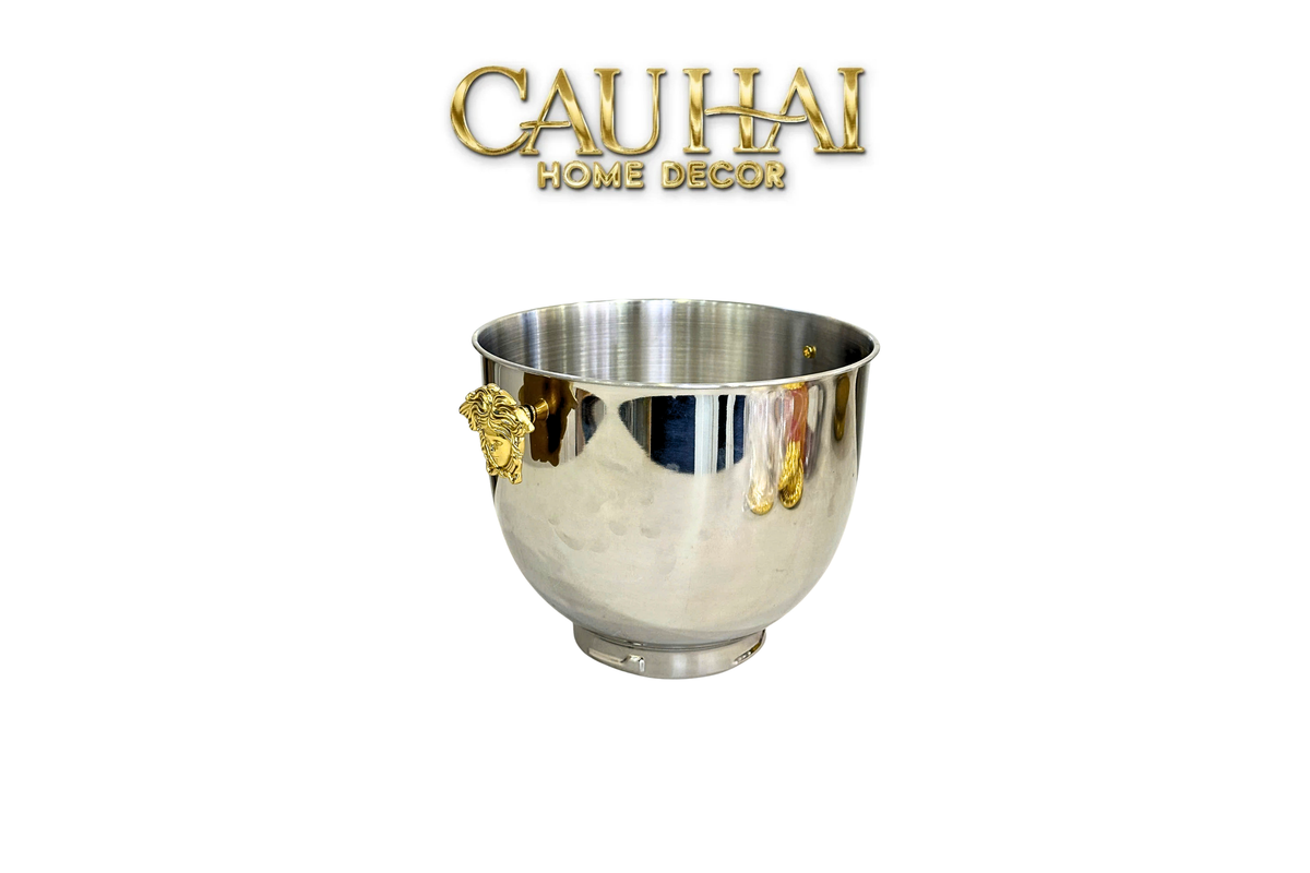Maison Couture - Xô Đá Ướp Vang Stainless Steel Medusa Argent D'Or Ice Bucket 18x25-XÔ ĐÁ-CẬU HAI HOME DECOR