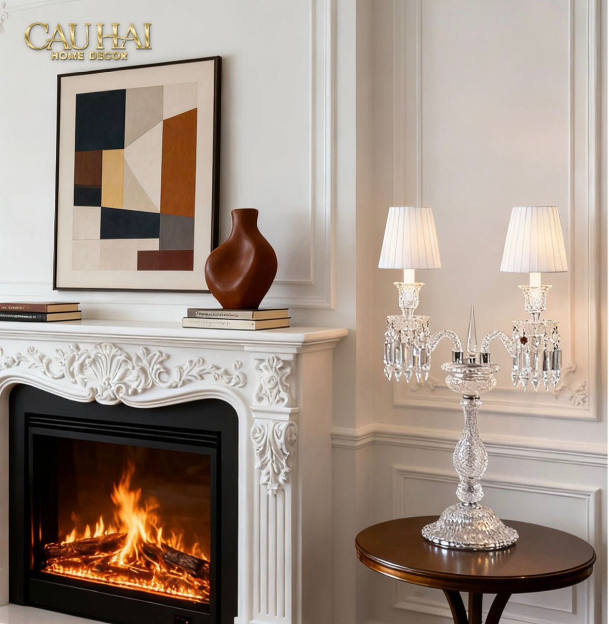 Maison Cristalleries Couture - Đèn Pha Lê 5 Đỉnh Candelabre Couronne Zénith En Classique Lamp H72-ĐÈN BÀN-CẬU HAI HOME DECOR