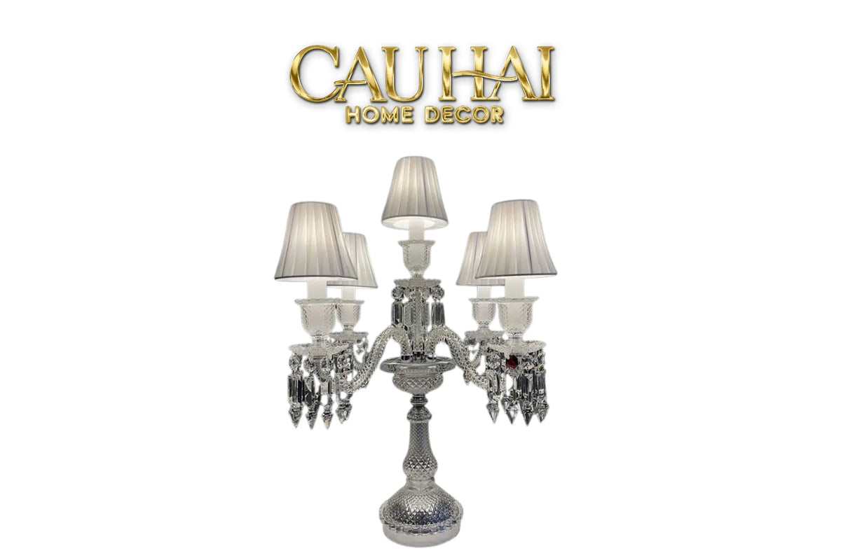 Maison Cristalleries Couture - Đèn Pha Lê 5 Đỉnh Candelabre Couronne Zénith En Classique Lamp H72-ĐÈN BÀN-CẬU HAI HOME DECOR