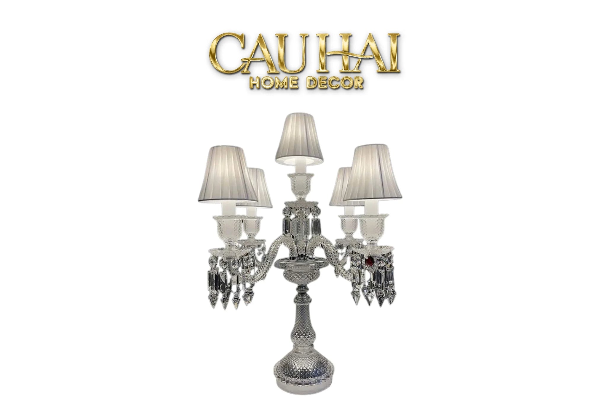 Maison Cristalleries Couture - Đèn Pha Lê 5 Đỉnh Candelabre Couronne Zénith En Classique Lamp H72-CẬU HAI HOME DECOR