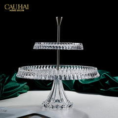 Maison Cristalleries Couture - Đĩa Pha Lê 2 Tầng Lumière Couronne Étagère 2 Niveaux 34x37-SET CHÉN DĨA-CẬU HAI HOME DECOR