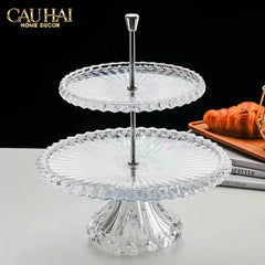 Maison Cristalleries Couture - Đĩa Pha Lê 2 Tầng Lumière Couronne Étagère 2 Niveaux 34x37-SET CHÉN DĨA-CẬU HAI HOME DECOR