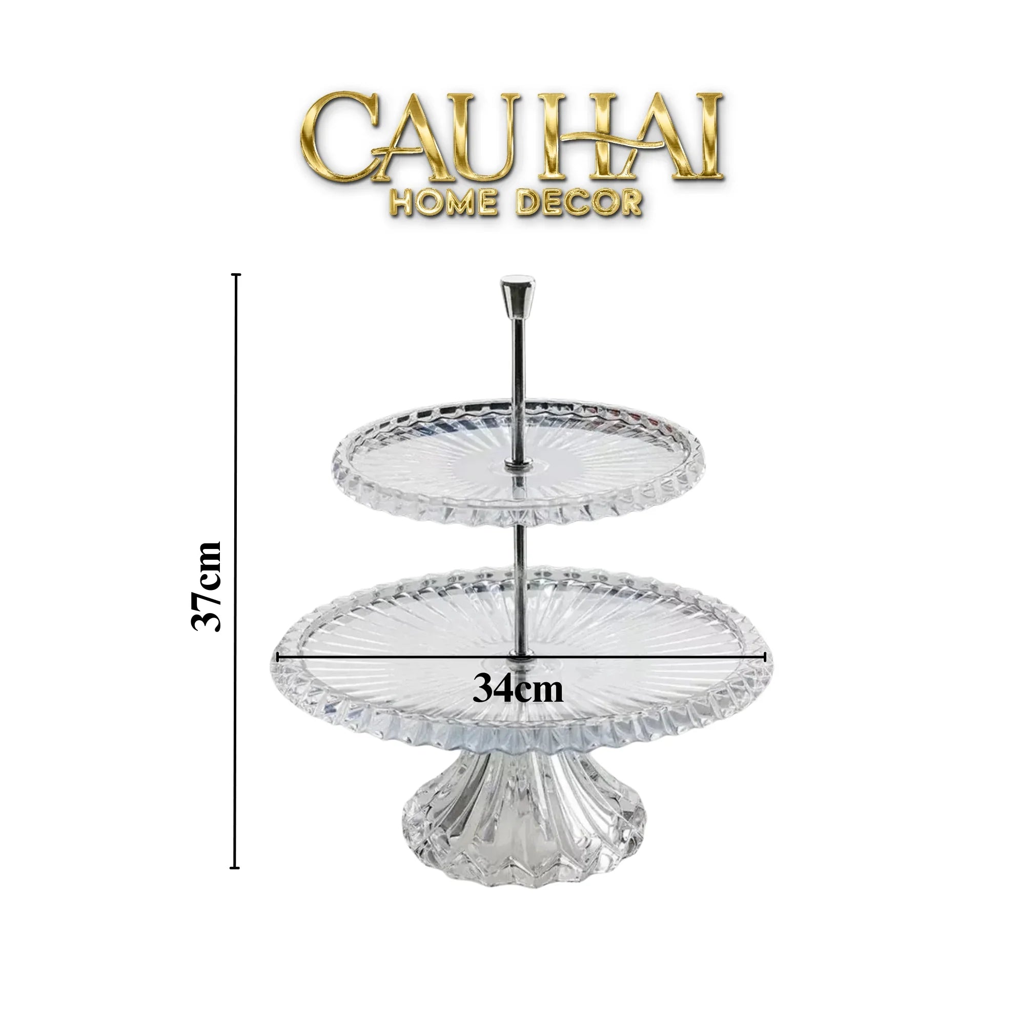 Maison Cristalleries Couture - Đĩa Pha Lê 2 Tầng Lumière Couronne Étagère 2 Niveaux 34x37-SET CHÉN DĨA-CẬU HAI HOME DECOR