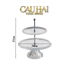 Maison Cristalleries Couture - Đĩa Pha Lê 2 Tầng Lumière Couronne Étagère 2 Niveaux 34x37-SET CHÉN DĨA-CẬU HAI HOME DECOR