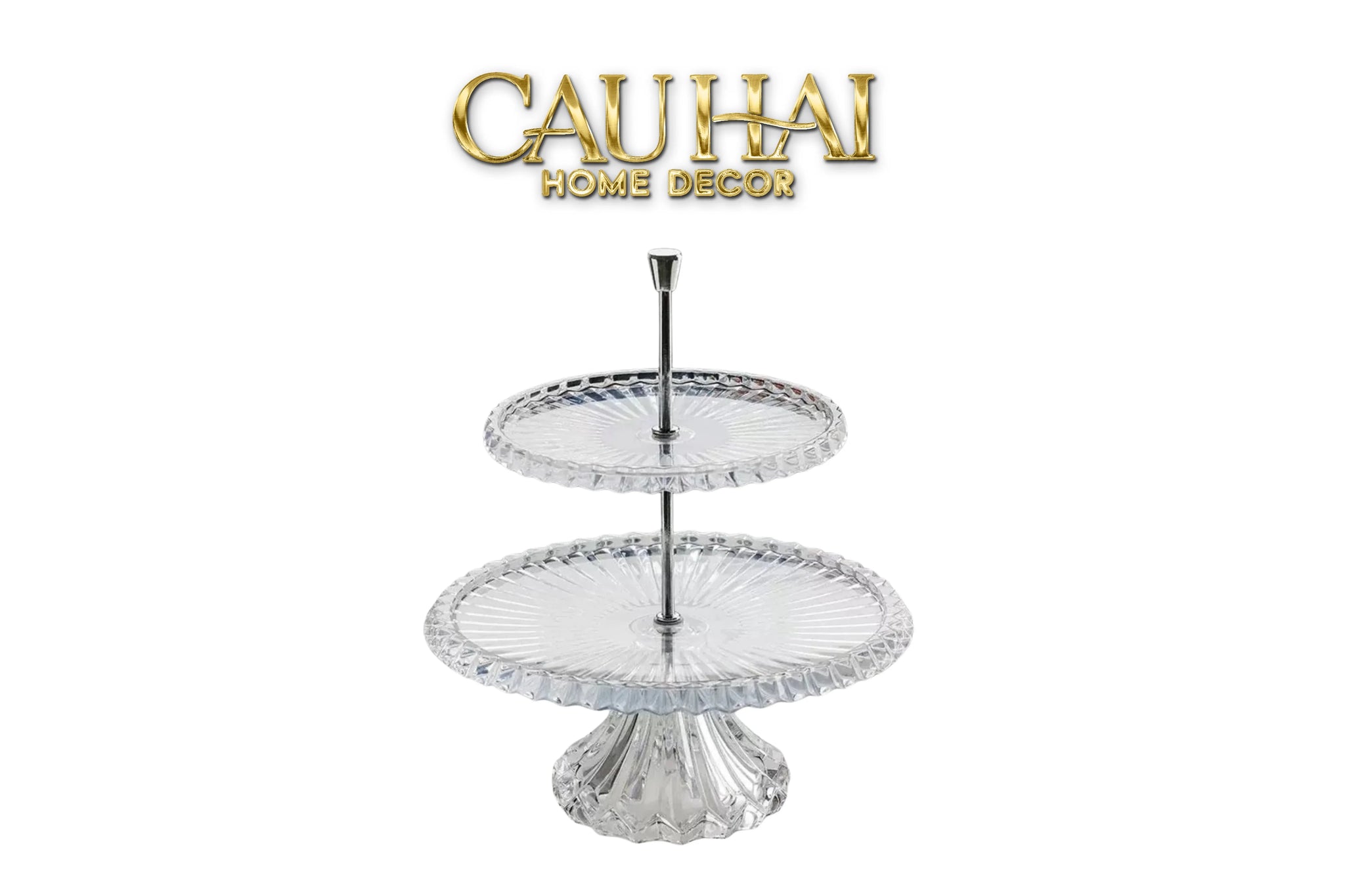 Maison Cristalleries Couture - Đĩa Pha Lê 2 Tầng Lumière Couronne Étagère 2 Niveaux 34x37-SET CHÉN DĨA-CẬU HAI HOME DECOR