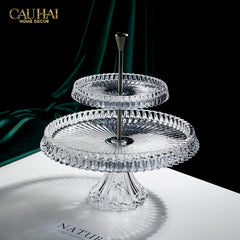 Maison Cristalleries Couture - Đĩa Pha Lê 2 Tầng Lumière Couronne Étagère 2 Niveaux 34x37-SET CHÉN DĨA-CẬU HAI HOME DECOR