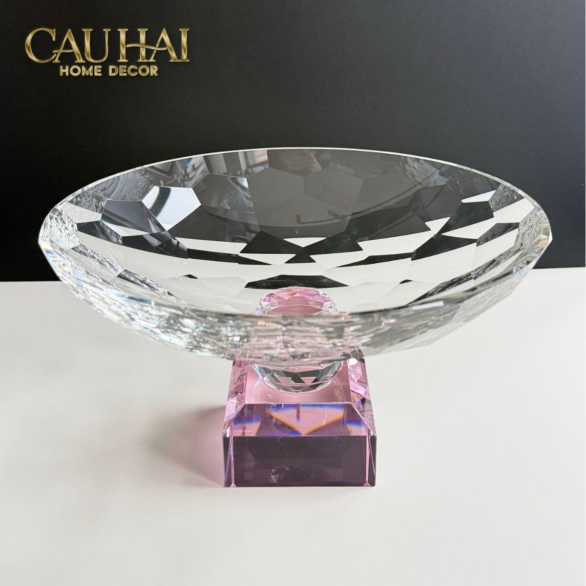 Maison Cristalleries Couture - Đĩa Trái Cây Pha Lê Amber Fruit Plates Centerpieces 9x28x15-Đĩa Trái Cây-CẬU HAI HOME DECOR