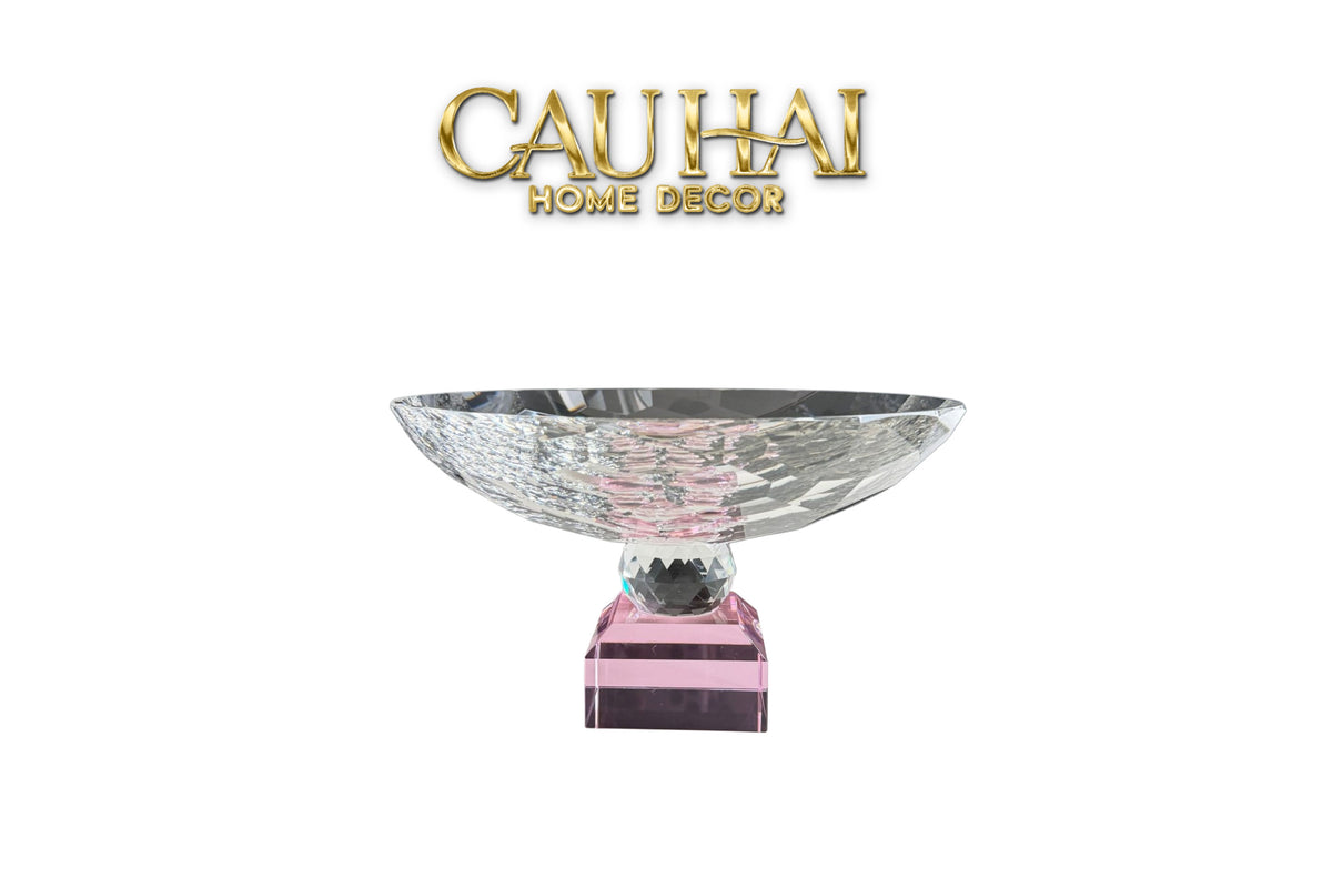 Maison Cristalleries Couture - Đĩa Trái Cây Pha Lê Amber Fruit Plates Centerpieces 9x28x15-Đĩa Trái Cây-CẬU HAI HOME DECOR
