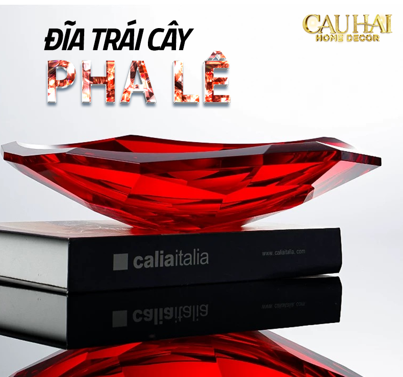 Maison Cristalleries Couture - Đĩa Trái Cây Pha Lê Cao Cấp Crimson Ruby Peak Centerpiece Fruit Plate D29-CẬU HAI HOME DECOR