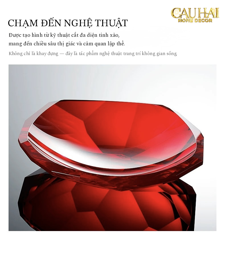 Maison Cristalleries Couture - Đĩa Trái Cây Pha Lê Cao Cấp Crimson Ruby Peak Centerpiece Fruit Plate D29-CẬU HAI HOME DECOR