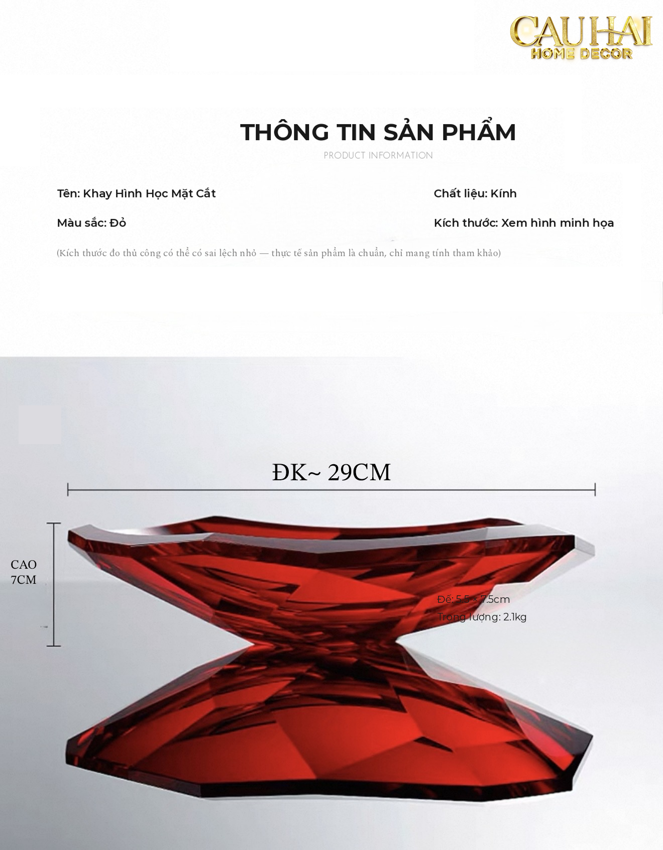 Maison Cristalleries Couture - Đĩa Trái Cây Pha Lê Cao Cấp Crimson Ruby Peak Centerpiece Fruit Plate D29-CẬU HAI HOME DECOR