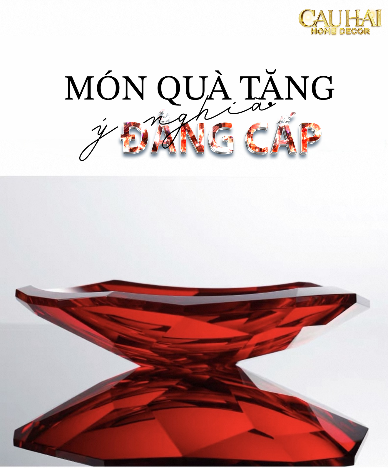 Maison Cristalleries Couture - Đĩa Trái Cây Pha Lê Cao Cấp Crimson Ruby Peak Centerpiece Fruit Plate D29-CẬU HAI HOME DECOR