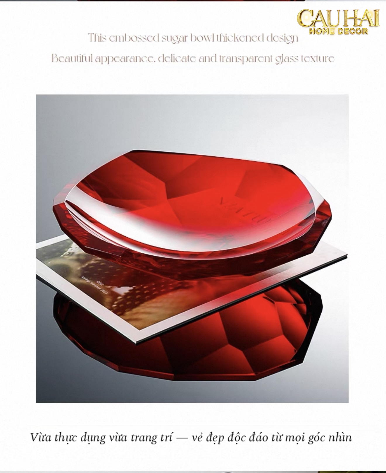 Maison Cristalleries Couture - Đĩa Trái Cây Pha Lê Cao Cấp Crimson Ruby Peak Centerpiece Fruit Plate D29-CẬU HAI HOME DECOR