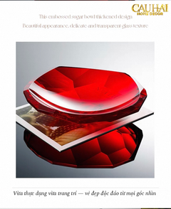 Maison Cristalleries Couture - Đĩa Trái Cây Pha Lê Cao Cấp Crimson Ruby Peak Centerpiece Fruit Plate D29-CẬU HAI HOME DECOR