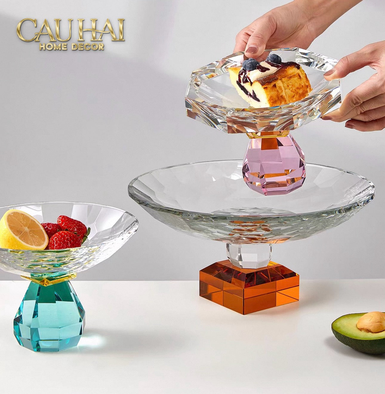 Maison Cristalleries Couture - Đĩa Trái Cây Pha Lê Eclat Candy Pink Centerpieces Fruit Plates 9x28x15-CẬU HAI HOME DECOR