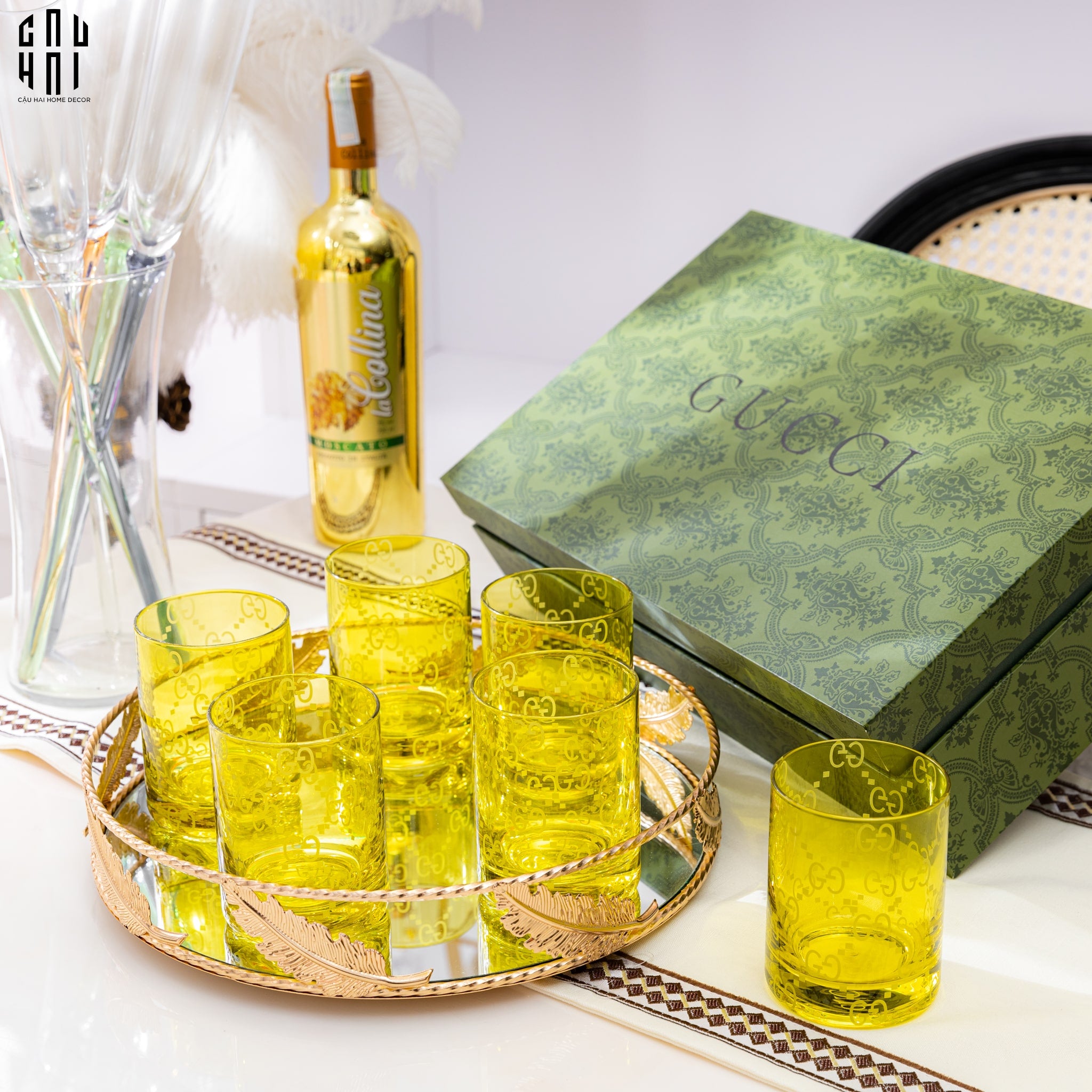 MAISON DE LUXE 1 SET 6 LY THUỶ TINH GG JUNGLE - FULL BOX SS25 - CẬU HAI HOME DECOR