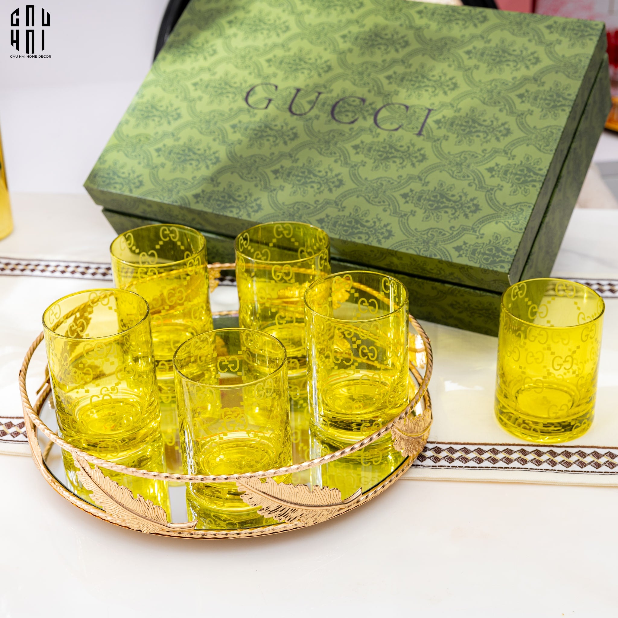MAISON DE LUXE 1 SET 6 LY THUỶ TINH GG JUNGLE - FULL BOX SS25 - CẬU HAI HOME DECOR