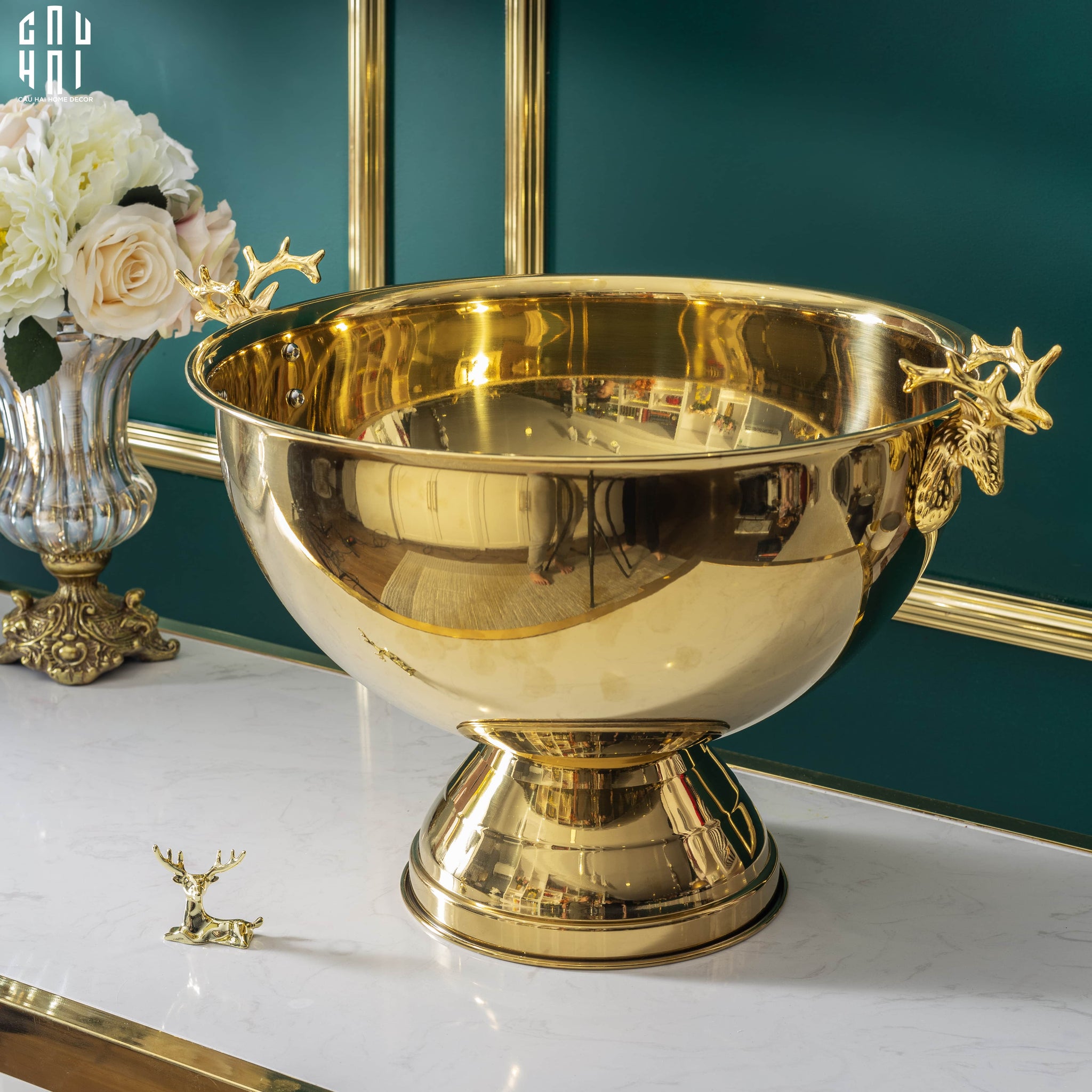 MAISON DE LUXE - GIANT GOLDEN ELK ICE BUCKET 10L SS25 - CẬU HAI HOME DECOR