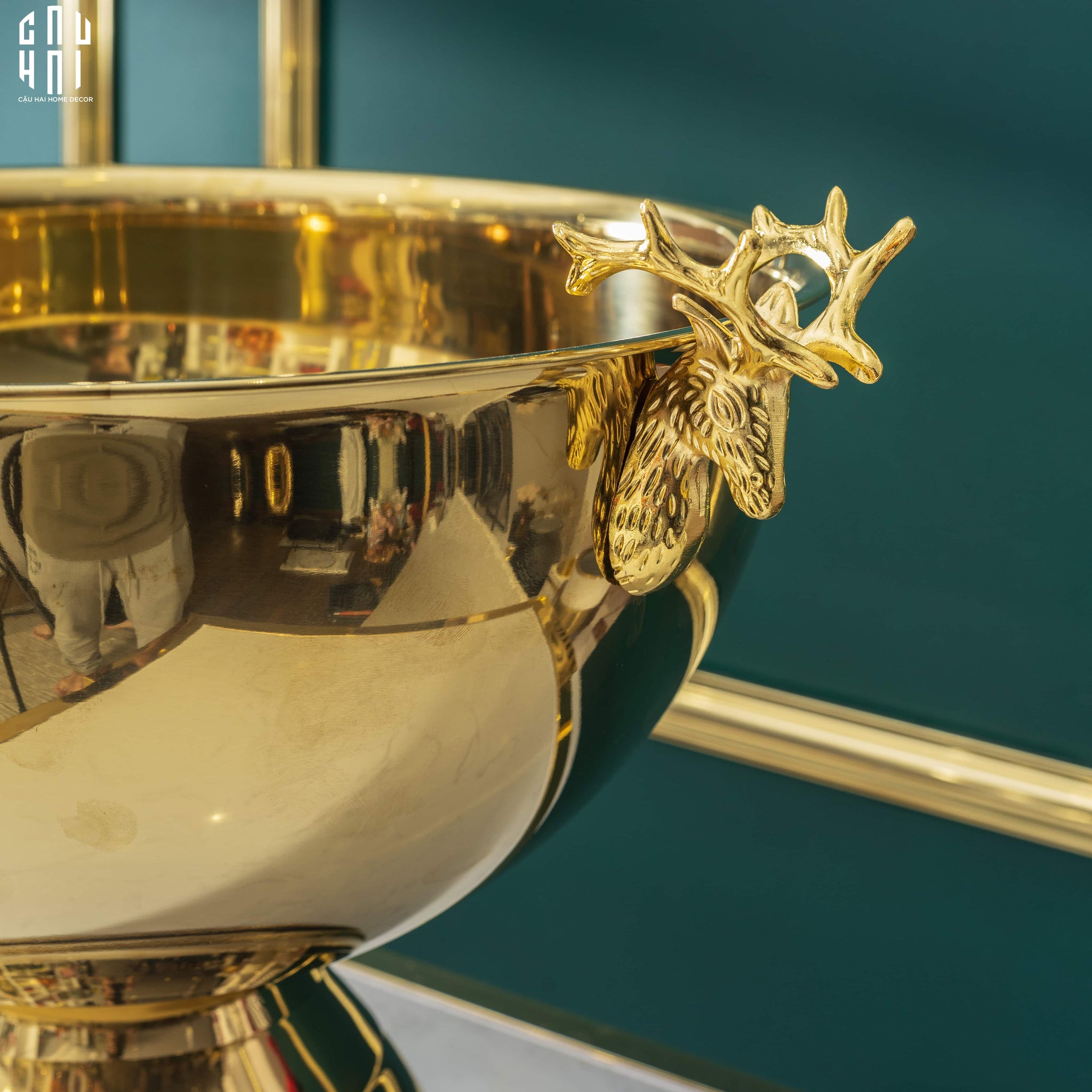 MAISON DE LUXE - GIANT GOLDEN ELK ICE BUCKET 10L SS25 - CẬU HAI HOME DECOR