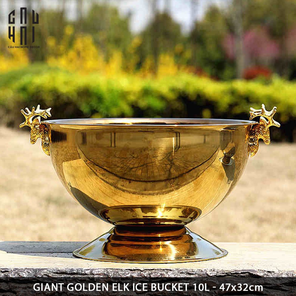 MAISON DE LUXE - GIANT GOLDEN ELK ICE BUCKET 10L SS25 - CẬU HAI HOME DECOR