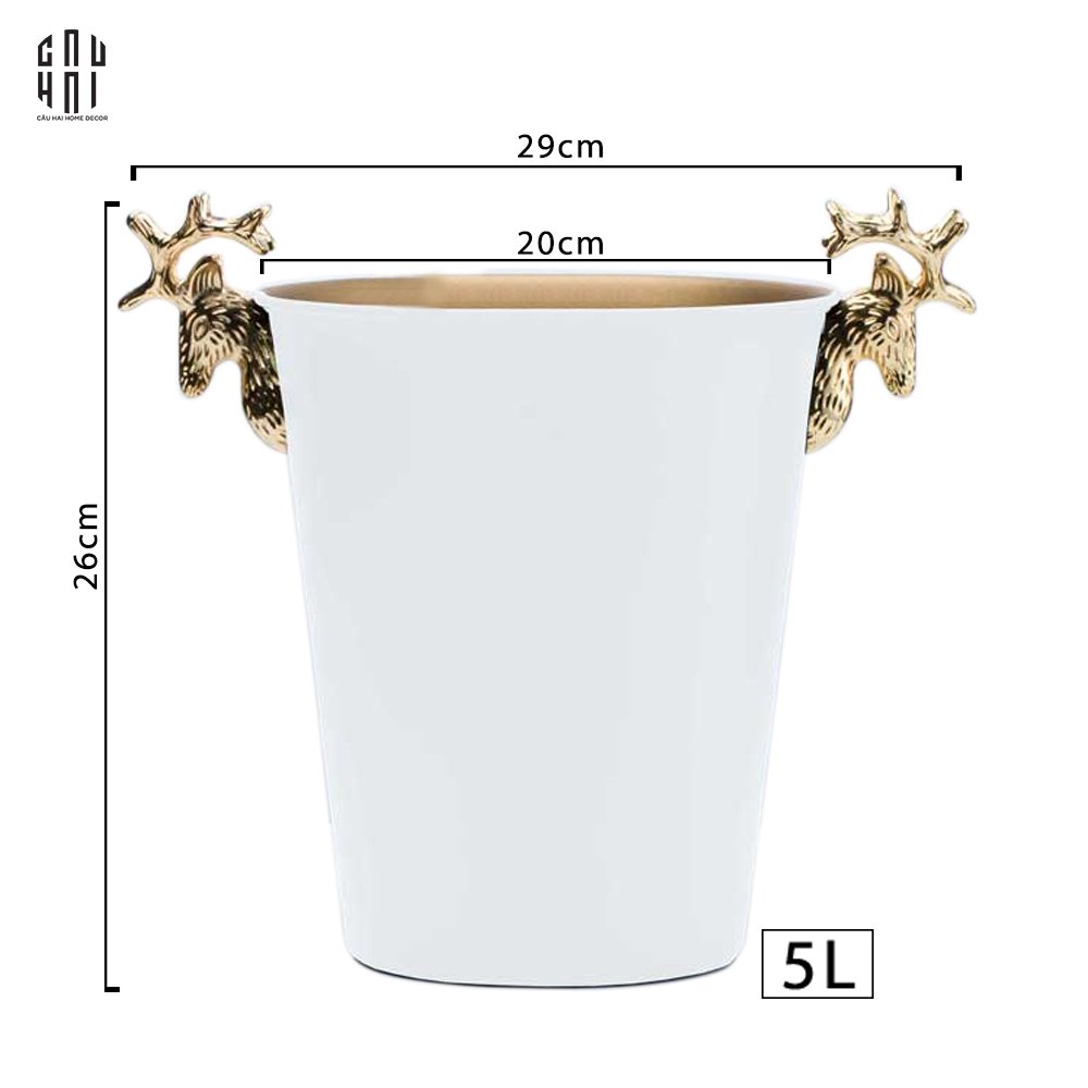 MAISON DE LUXE - GOLDEN ELK ICE BUCKET WHITE 5L SS25 - CẬU HAI HOME DECOR