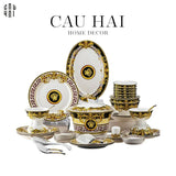 MAISON DE LUXE - SET CHÉN DĨA BLACK BAROQUE FRAME MEDUSA HEAD 48PCS SS25-CẬU HAI HOME DECOR