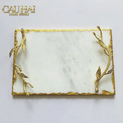 Metropolitan Elite - Khay Đá Chữ Nhật Manhattan Urban Gold Luxe Marble Trays 20x30-CẬU HAI HOME DECOR