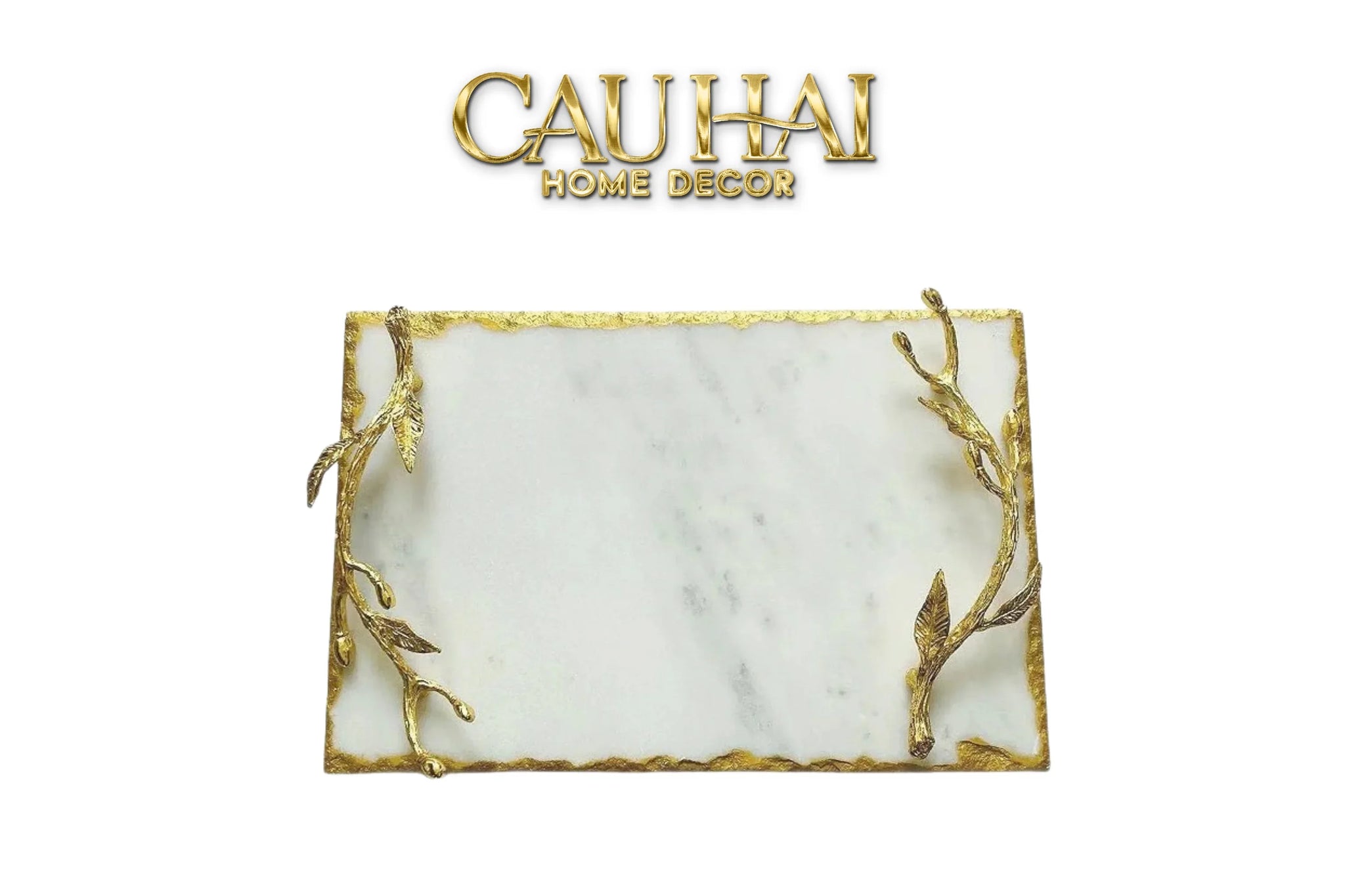 Metropolitan Elite - Khay Đá Chữ Nhật Manhattan Urban Gold Luxe Marble Trays 20x30-CẬU HAI HOME DECOR