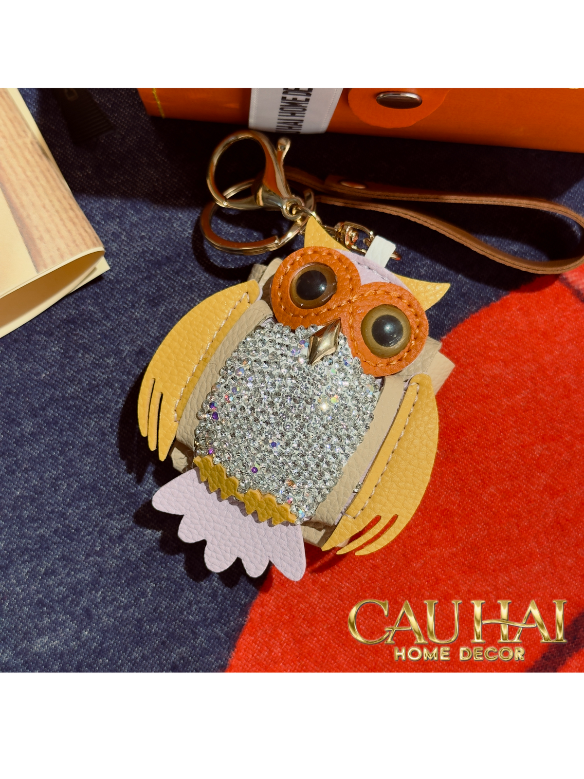 Móc Khoá - Charm Túi Xách Owl Bling Bling Yellow-MÓC KHÓA & CHARM TÚI-Đối tác tại Trung Quốc theo từng đơn đặt hàng-CẬU HAI HOME DECOR