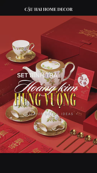 Maison Couture Gift Set Bình Trà 9 Pcs Hoàng Kim Hưng Vượng